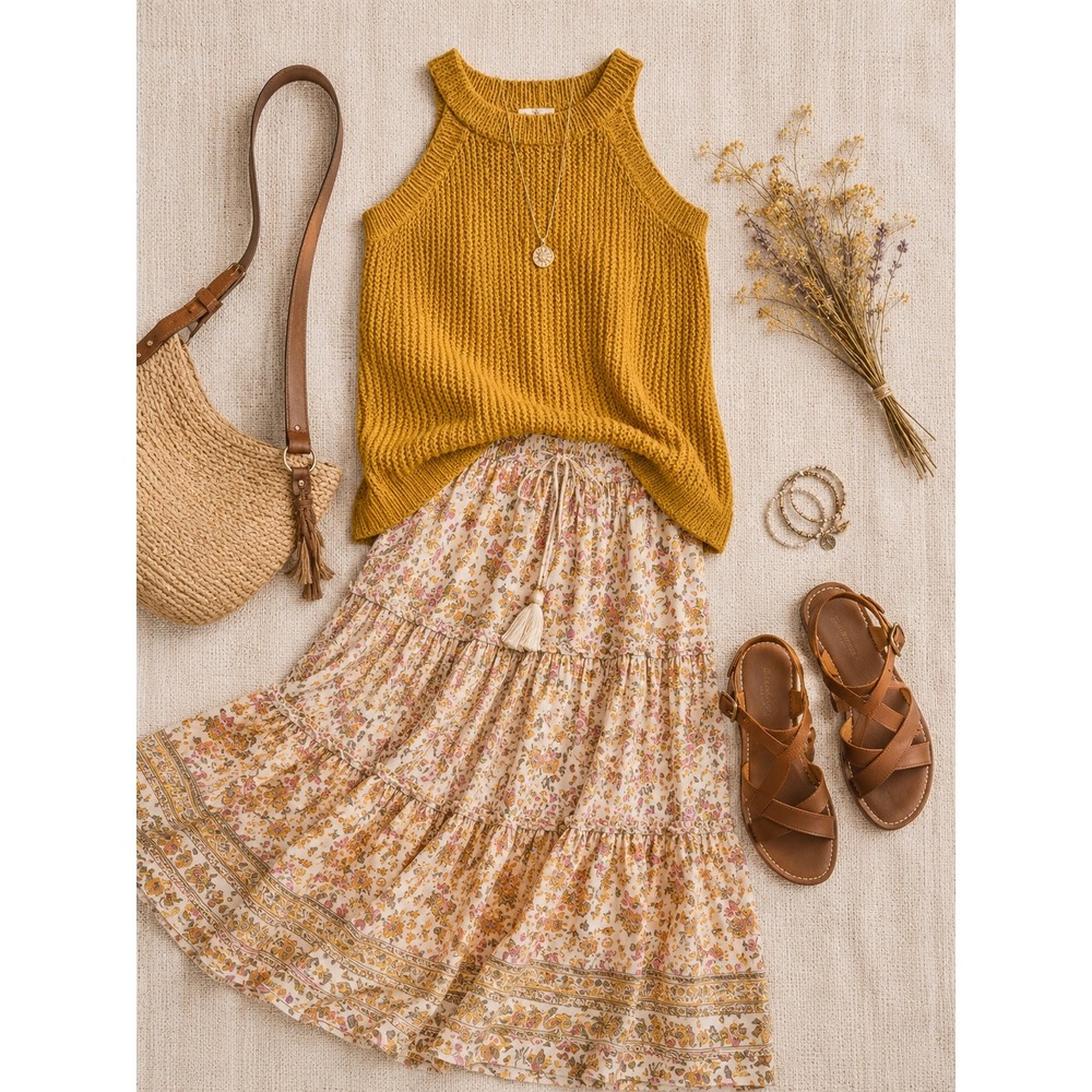 Madewell Halter Sweater Tank Mustard Yellow Cotton Knit Sleeveless Top Medium - Picture 2 of 8